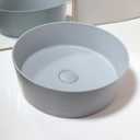 15" Stone Resin Round Gray Bathroom Vessel Sink Above Counter Vanity Sink Bowl With Pop-Up Drain Combo, 15x15x5.2