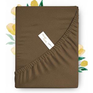 Carressa Linen 100% Cotton Queen Size Fitted Sheet Only - 800 Thread Count Queen Fitted Sheet Cotton, Luxuriously Soft, Cooling 16" Deep Pocket Sateen Weave Bottom, Luxury Hotel Quality - Brown