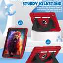OKP Case for iPad 9th/ 8th/ 7th Generation 10.2 Inch (2021/2020/2019), Shockproof Rugged Heavy Duty i Pad 9 8 7 th Gen Protective 10.2'' Cover with Pencil Holder/Kickstand, Red+Black