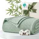 Bedsure Cooling Blanket of Rayon Derived from Bamboo - Lightweight Breathable Cotton Blanket King Size for Hot Sleepers, Luxury Throws for Bed, Couch and Sofa, Green, 108x90 Inches