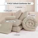 Andency Oatmeal Super King Size Comforter Set with Sheets - 7 Pieces Bed in a Bag Boho Tufted Bedding Sets Fluffy Lightweight Super King Bed Set with Comforter, Sheets, Pillowcases & Shams