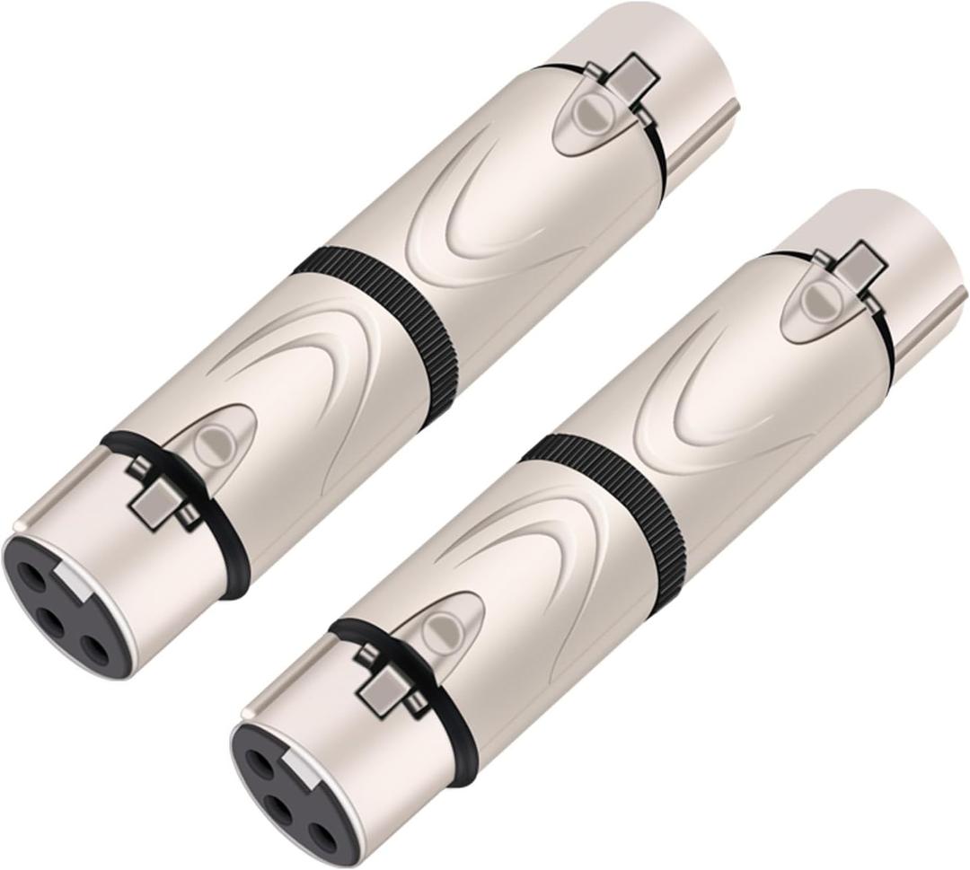 HOZIBING 3Pin XLR Male to Male,XLR Female to Female,XLR Male to Female Adapter for DMX Audio Microphone Mic Extension Changer Coupler XLR Splitter (XLR Female to XLR Female(D1048)) 2 pack