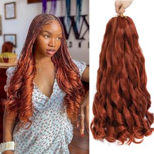 WIPPORYA French Curly Braiding Hair 18 Inch 6 Packs Black Loose Wave Bouncy Crochet Hair Pre Stretched 100g/pack Yaki Curly Hair for Black Women Hair Extensions (18inch #350)
