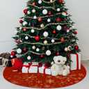 Tiamon 48 Inch Christmas Tree Skirt Large Double Layer Xmas Tree Decoration Christmas Tree Skirt Mat Decor for Winter Holiday Party Christmas Decoration(Red)