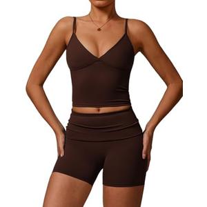 QBGJTD Two Piece Workout Sets For Women Tank Top Matching High Waist Tummy Control Shorts Gym Yoga Active Wear Outfits Medium, Medium