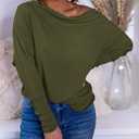 Okiwam Women's Fall Tops Cowl Neck Long Batwing Sleeve Shirts Oversized Tunic Dressy Casual Blouses 2026 Fashion Clothes (Green, XS)