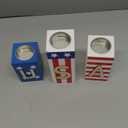 Fun Express Patriotic Fireworks Wooden Blocks - 4th of July Home Decor Red White & Blue Stars - Festive Wooden Blocks for Independence Day & USA Celebrations - Decorative Patriotic Blocks - 3 Pieces