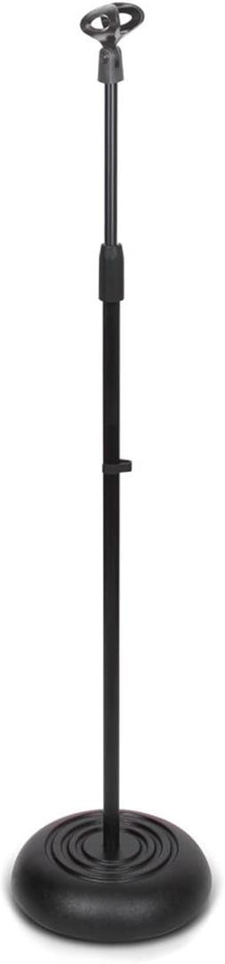 Pyle Adjustable Microphone Stand - Universal Mic Stand with Compact Heavy Base, Floor Standing Design, Height Adjustable, Pivot Angle Clip for Singing & Recording (2.8 - 5 ft., 9.8 Base Diameter)