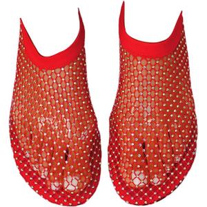 Ultra Comfortable Mesh Flats for Women Fishnet Sandals Low Heel Slip on Rhinestone Shoes, Size 40/9