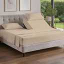 Flex Top Split Head King 4 Piece Sheet Set - Comfy Breathable & Cooling Bed Sheets Set - Hotel Luxury Bedding for Women, Men, Kids, Teens, Boys & Girls - Deep Pockets, Ultra-Soft - Oeko-Tex - Wheat