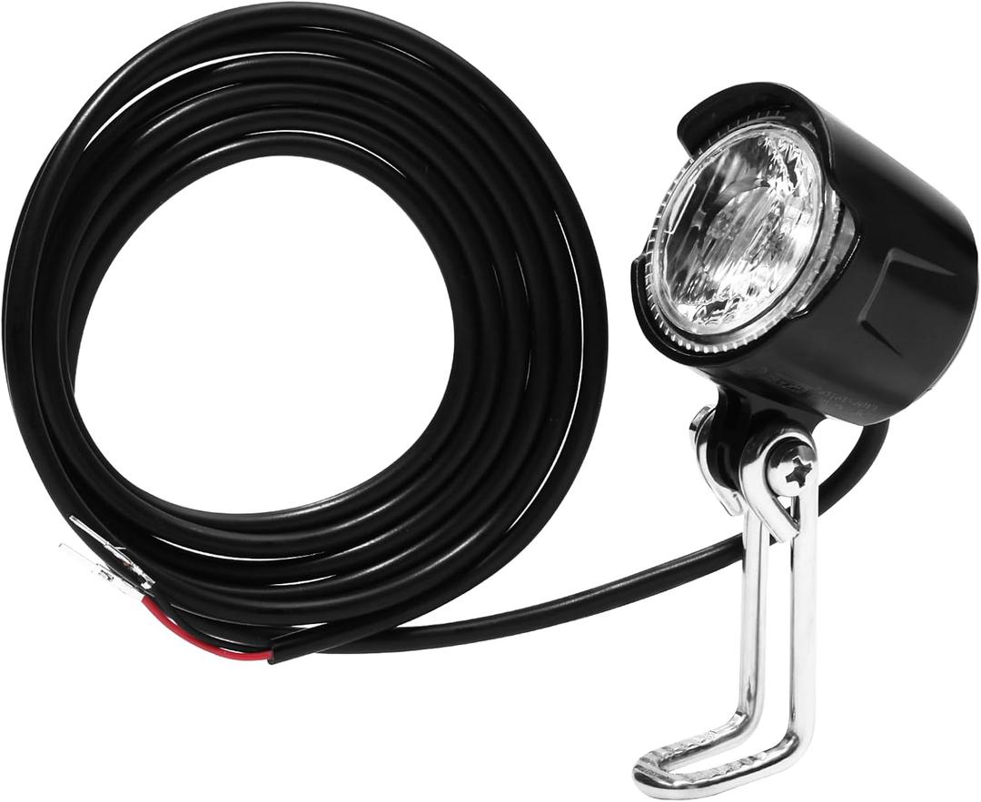 Electric Bike Headlight, DC 6V-60V, 30 Lux Brightness, Ebike Front Light 2 Pin with 1.5 Meter Cable