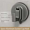 Aluminum Metal Heavy Duty Vacuum Suction Cup Hooks Door Mounted Clothes Hook Wardrobe Sticky Hook Suction for Kitchen Bathroom (Grey 2 Pack)