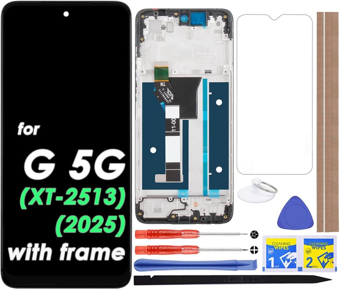 LCD Screen Replacement Touch Digitizer Display Assembly with Frame for Mototola Moto G 5G 2025 XT2513 XT2513-1 XT2513-2 XT2513V 6.7"
