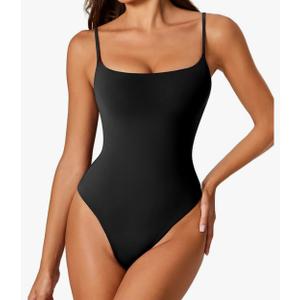 Avidlove Tank Top Bodysuit for Women Square Neck Double Lined Body Suits One Piece Thong Basic Summer Cami Tops. M
