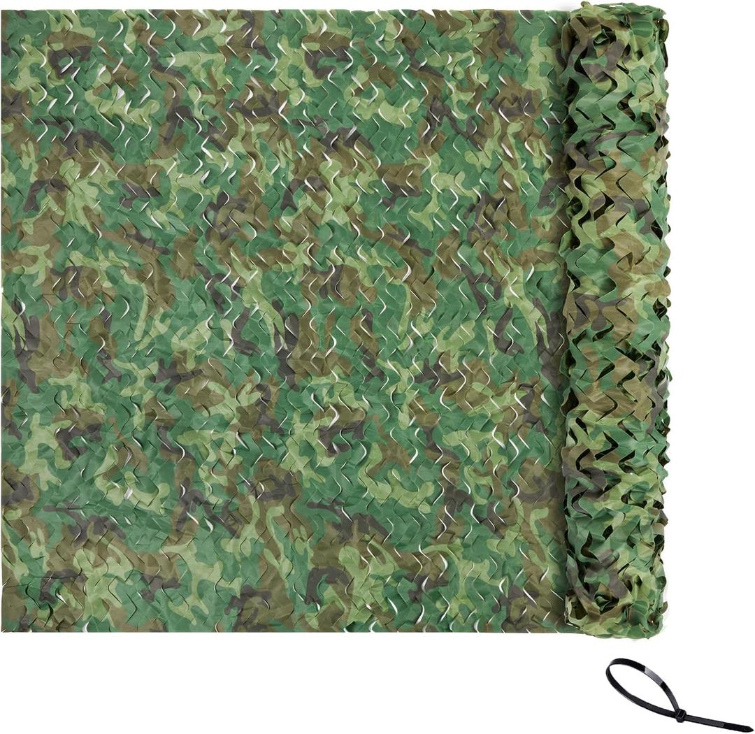 Camo Netting Camouflage Net - Bulk Roll Military Theme Party Decorations Camping Netting Camo net Sunshade Camo Mesh Tarp for Hunting Blind (10ft x 20ft(3m x 6m), Woodland)
