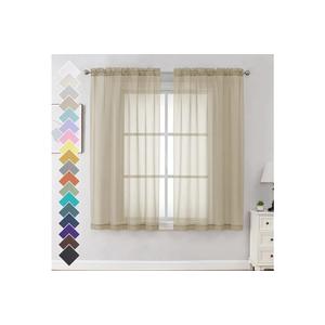 OVZME Taupe Sheer Curtains 63 Inches Long 2 Panels - Soft Light Filtering Window Sheer Panels for Living Room/Bedroom, Top Dual Rod Pocket, 1 Pair, Each 42Wx63L Inches 2 Pack