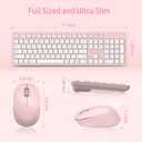 LeadsaiL Pink Wireless Keyboard and Mouse Combo, Full-Sized Ergonomic Computer Keyboard, 2.4GHz Cordless Keyboard Silent Mouse Set with 2-in-1 USB Receiver, 12 FN Shortcuts for Windows Laptop, PC/Mac