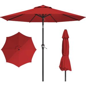 10FT Patio Umbrella, Outdoor Umbrella with Push Button Tilt and Crank, 8 Sturdy Ribs, UV Protection & Waterproof Market Umbrella for Pool, Backyard, Beach,Deck (Red), 120 inches