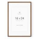 16x24 Frame, Solid Oak Wood 16x24 Poster Frame with Mat to 12x18, 24x16 Picture Frames for Wall, Natural Oak 16 x 24 Frame, (Walnut Set of 1)