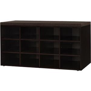 DINZI LVJ Shoe Storage Bench with Cushion, Cubby Shoe Rack with 12 Cubbies, Adjustable Shelves, Multifunctional Shoe Organizer Bench for Entryway, Mudroom, Hallway, Closet and Garage, Espresso