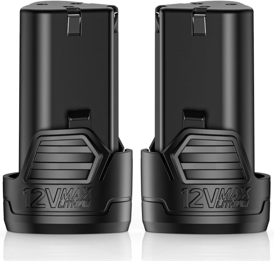 KIMO 2 Pack of 12V 2.0Ah Lithium-Ion Battery for KIMO 12V Ratchet Wrench, Brad Nailer, Drill Driver, Compatible with KIMO 12 Volt Power Tools