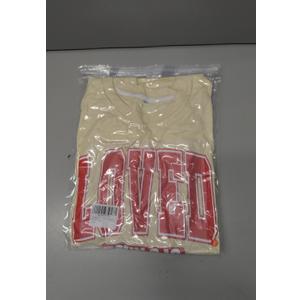 UNIQUEONE Valentines Sweatshirts for Women Love Sweatshirt Love Heart Graphic Pullover Cute Holiday Crewneck Long Sleeve Tops (Beige, S)