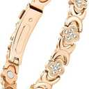 Feraco Pure Copper Bracelets for Women, Ultra Strength Magnetic Therapy Bracelet for Pain Relief with Neodymium Magnets & Sparkling Cubic Zirconia, Adjustable, Infinite Clover Jewelry