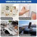 3M Double Sided Tape 1"×16.5ft No Residue,Picture Hanging Strips Heavy Duty Mounting Tape, Removable PE Foam Tape Waterproof for Poster Tape, Carpet Tape Rug Gripper,Art & Craft Tape