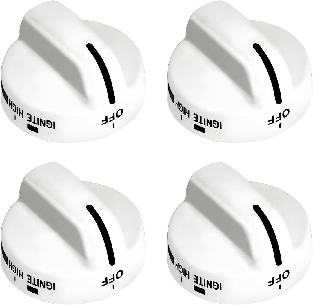 8273104 Range Burner Knob White Replacement Part Compatible with Whirlpool Gas Stove Replaces 8273104 WP8273104 PS393679 AP6012364 8273112 4 Pack