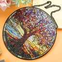 Stained Glass Window Hanging, 8 Inch Tree of Life Stained Glass Suncatchers for Indoor Windows Wall Kitchen Home Room Decor Ornaments Gifts for Women Mom Grandma Birthday Mother's Day