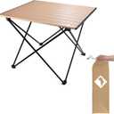 VILLEY Portable Camping Side Table, Ultralight Aluminum Folding Beach Table with Carry Bag for Outdoor Cooking, Picnic, Camp, Boat, Travel, Medium 19''