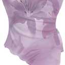 Milumia Women's Tie Dye Drawstring Side Tube Top Lettuce Asymmetrical Hem Bandeaus (Purple, L)