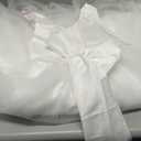 GELOMARI Satin Flower Girl Dress V-Back First Communion Girls Dresses White Maxi Ball Gown for Wedding Party with Bow-Knot Size 160
