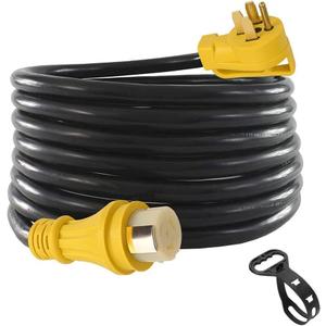 S7 50Ft 50Amp STW Heavy Duty RV Extension Cord with Additional Ring,14-50P Male and SS2-50R Twist-Locking Female,6AWG/3C + 8AWG/1C 125V/250V for RV Trailer, Camper, Motorhome