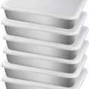 Square Serving Tray with Sealing Cover, 6 Pcs 9.8 Inch x 7.87 Inch x 1.97 Inch Inch Strainless Steel Trinket Tray, for Serving Fruit, Barbecue, Grilled Meat, and Snack at Party and Outdoors (6)