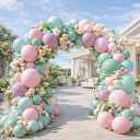 Double Stuffed Balloon Arch Kit - 84pcs Thick Dusty Pink, Sage Green & Lavender Pastel Balloon Garland for Baby Shower, Gender Reveal - Premium Matte Finish for Boho Wildflower & Daisy Theme Party