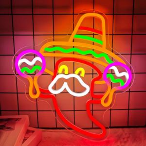 Ajoyferris Mexican Neon Sign Dimmable Fiesta Party Neon Lights Taco Party Neon Light Sign Cinco De Mayo Led Sign for 5 De Mayo Mexican Party Decorations Gifts (Red+Green+Yellow+Pink)