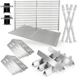 Grill Parts Kit for Weber Genesis 300 330 Series Genesis E330 E310 S310 S330 EP330 S320 E320 EP-310 EP-320 Grill Parts, Stainless Steel Genesis Grates Flavorizer Bars Grill Parts Kit, 4Pcs Burner Tube