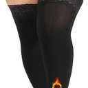 Plus Size Thigh High Socks for Women Fleece Lined Extra Long Over the Knee Stockings Leg Warmers Boot Socks (3X-Large-4X-Large, Black)