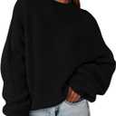 PRETTYGARDEN Women's Fall Oversized Sweaters Dressy Casual Long Sleeve Chunky Knit Winter Pullover Tops 2026 Holiday Outfits (Black, Small)