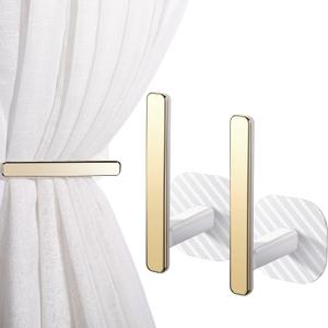 Queekay Curtain Holders Gold Curtain Holdbacks Self Adhesive Drapery Tiebacks L Shaped Hooks Nordic Style Window Treatment Holdbacks for Home Office Decor(White,2 Pcs)