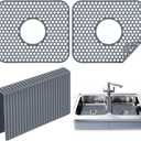 3 Pack Sink Mat and Sink Saddle Set, Sink Protectors for Kitchen Sink, Silicone Sink Saddle Mat Dishwasher Safe, Non Slip Folding Sink Grid to Protect Sink from Stains, Damage, Scratches