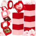 Henoyso 80 Pcs Mother's Day Cupcake Boxes 4 x 4 x 2.5 Inch Mother Bakery Treat with Heart PVC Window Individual Cookie Candy Boxes for Gift Giving Party Favor (Pink,Red)