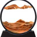 3D Dynamic Sand Art Liquid Motion, Moving Sand Art Picture Round Glass 3D Deep Sea Sandscape in Motion Display Flowing Sand Frame Relaxing Desktop Home Office Work Decor (12, Orange)
