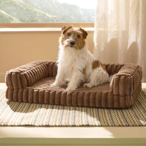 Bedsure Orthopedic Dog Bed for Medium Dogs, Waterproof Memory Foam Medium Pet Beds with Sides, Non-Slip Bottom and Egg-Crate Foam Dog Couch Sofa with Washable Removable Corduroy Cover, Brown (30.0"L x 20.0"W x 6.5"Th)