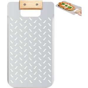 SHANGPEIXUAN Pizza Peel Metal Rectangular Perforated Pizza Peel With Wood Handle 20 x 11 Inch Aluminum Lightweight Pizza Paddle Pizza Oven Accessories