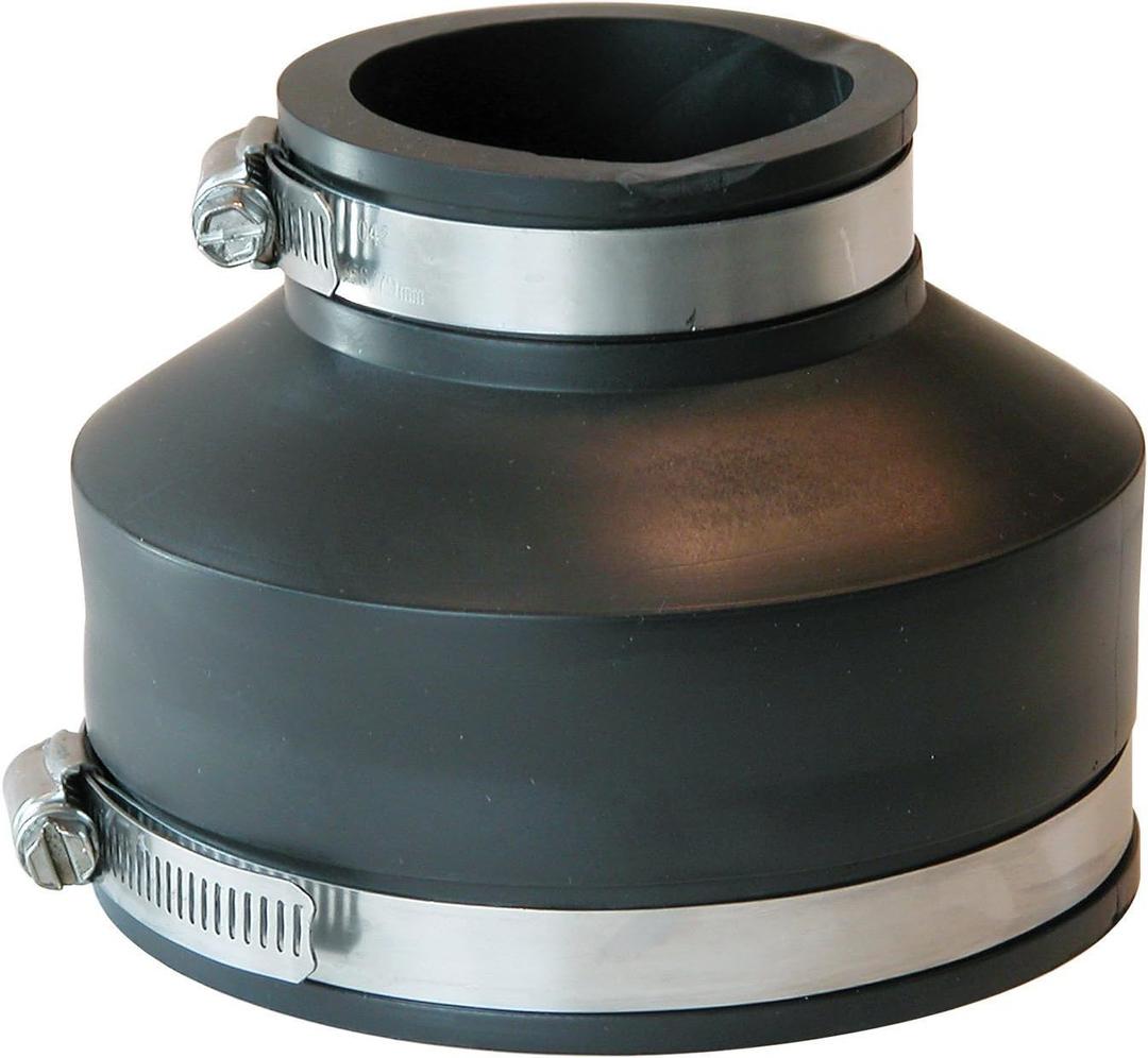 Fernco P1056-42 Flexible PVC Reducing Coupling, Connects 4" Pipe to 2"