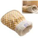 Cat Sleeping Bag, Cat Sleeping Bag for Indoor Cats Self Heating Cozy Winter Soft Plush Self Warm Kittens Indoor Sack 360°Wrap Comfortable Pet Snuggle Sack for Cats up to 8kg/17.6lb (Yellow Plaid)