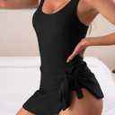 Eomenie One Piece Swimdress Swimsuits for Women Tummy Control Swim Dresses Skirt Bathing Suit (Black, M)