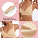 Deep V Bra Low Cut Sexy Push Up Bralettes for Women Padded Comfy Smoothing Wireless Lifting Bras Seamless Bralette (XL)